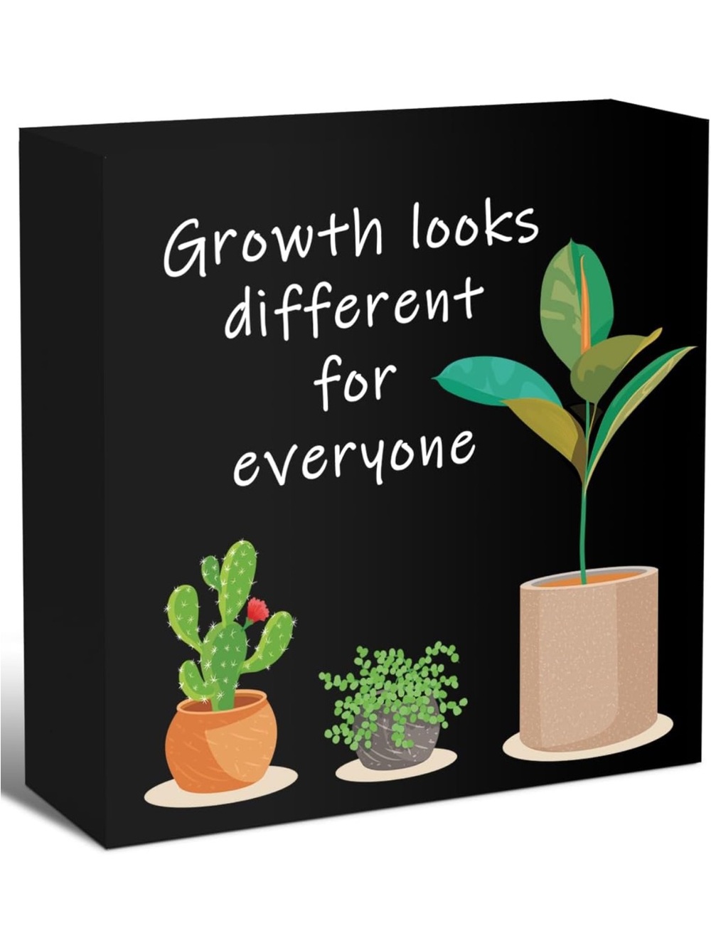 Black 'Growth Looks Different for Everyone' Potted Plants Wall Art